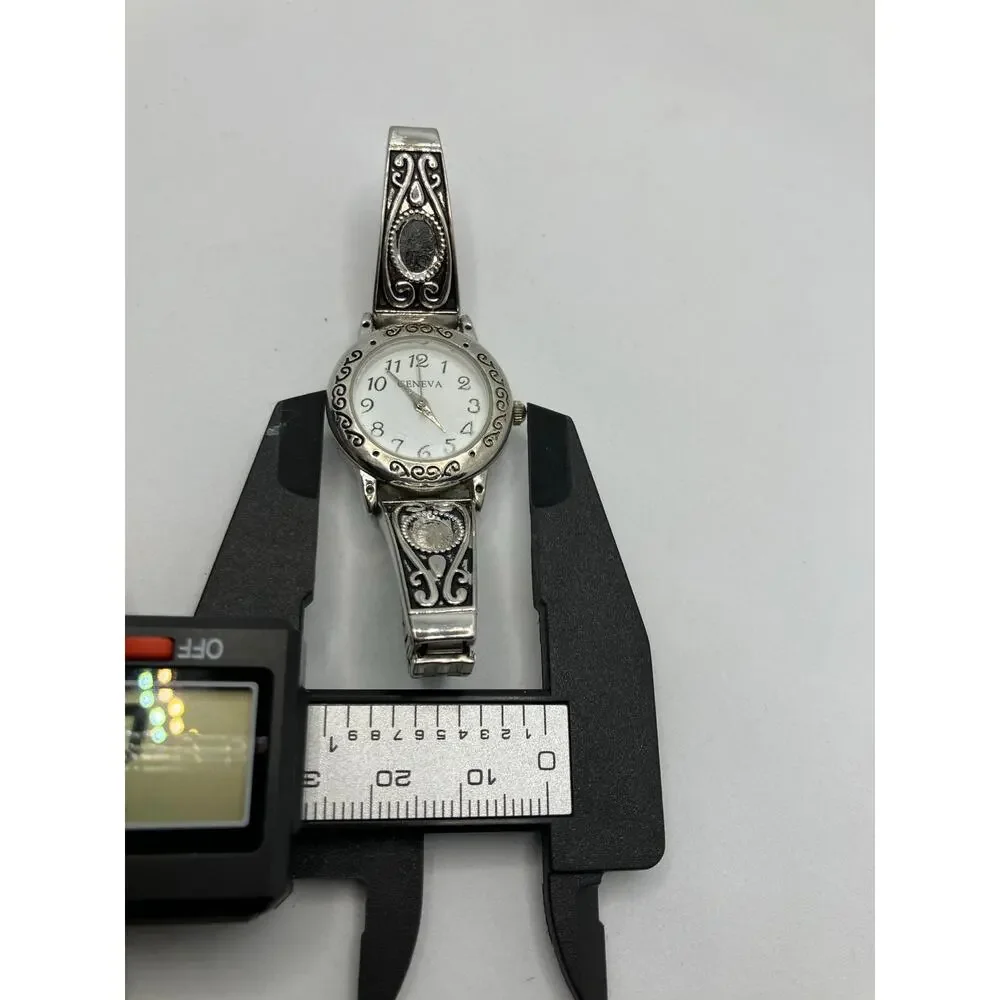 GENEVA Silver Tone Women's Watch Celtic Whimsy‎ Analog Stretch Band Quartz